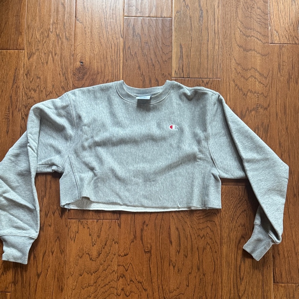 Champion Women's Heather Gray Cropped Hoodie
